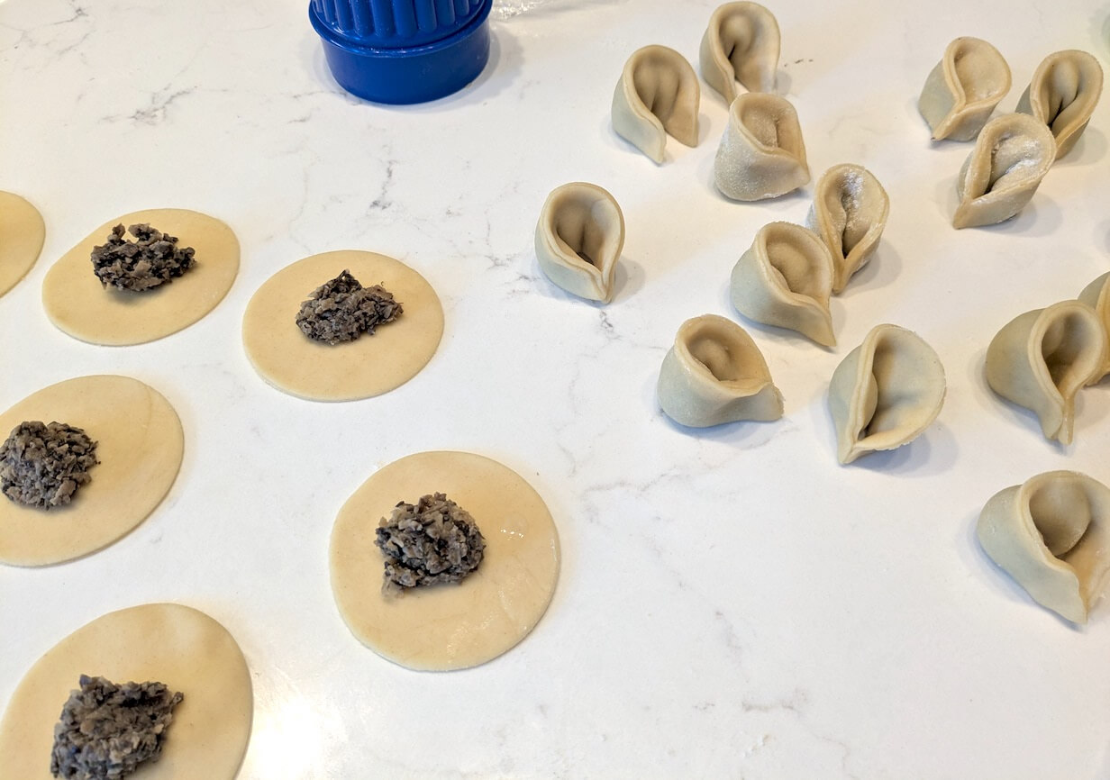 Vushka, little ear Ukrainian dumplings.